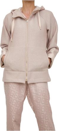 Liu Jo Roze Jersey Hoodie met Rits - Dames - Vesten met rits - Roze - S - Polyester - Hoodies & sweatvesten