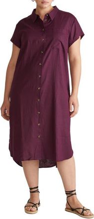 Universal Standard Dune Linen Blend Midi Shirtdress in Acai Purple at Nordstrom, Size Xl