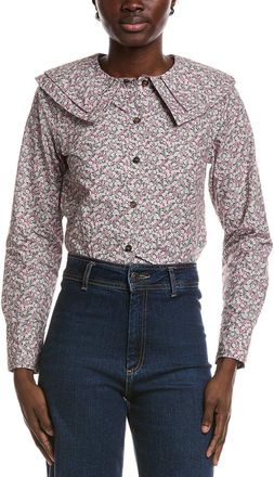 Ganni Ganni Printed Double-Collar Shirt
