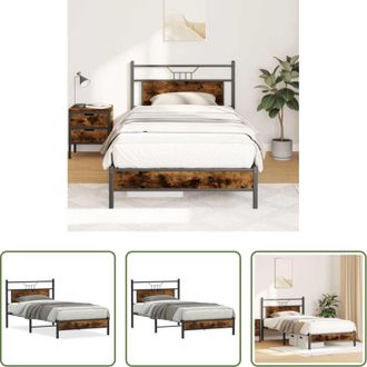 vidaXL Letto con rete a doghe - Giroletto senza Materasso Rovere Fumo 100x200 cm in Truciolato