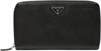 Prada Pre-owned Saffiano travel organizer wallet - Dames - Vintage Accessoires - Zwart - ONE Size - Leer - Vintage