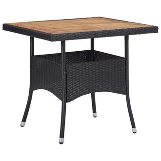 vidaXL Mesa Comedor Para Jard&iacute;n Rat&aacute;n Sint&eacute;tico Madera De Acacia Negro Vidaxl
