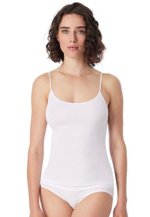 Schiesser Spaghettitop SCHIESSER Luxury, Damen, Gr. 38, weiss (wei&szlig;), Rippware, Obermaterial: 100% Baumwolle, figurbetont h&uuml;ftbedeckend, tiefer Rundhals, Tops S