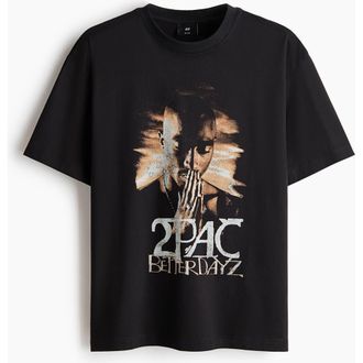 H&M Loose fit t-shirt in Black/2Pac at Nordstrom, Size X-Large