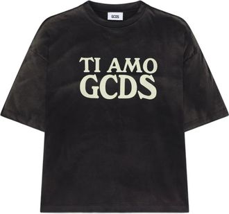 GCDS Gcds, Tops, Heren, Zwart, S, Katoen, Zwart Grafisch Ronde Hals T-shirt