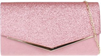 Girly HandBags Womens Glitter Flap Clutch Bag - Blush