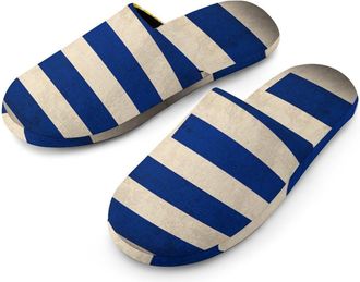 Generic Vintage Uruguay Flag Flannel Mens Slip-on Slippers Winter Warm House Shoes with Rubber Sole for Home Hotel