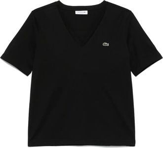Lacoste cotton V-neck T-shirt - women - Cotton - 34 - Black
