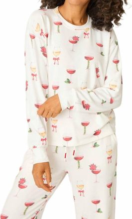 PJ Salvage Lets Get Toasty Long Sleeve Pajama Top In Ivory