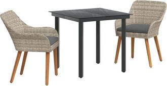 vidaXL Dining Set 3 pcs Light grey Poly rattan Vidaxl