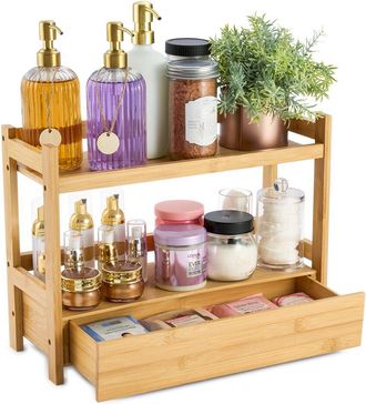 Sorbus 2-Tier Large Bamboo Counter Organizer With Drawer
