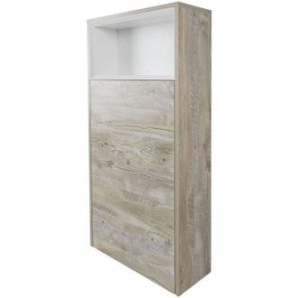 Milano Bexley - Oak Effect 600mm Floor Standing Open Shelf Bathroom Toilet wc Unit - Light Oak (No led Light)