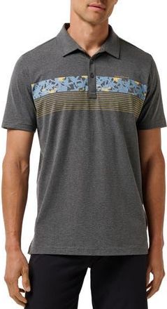 Travis Mathew Midnight Train Chest Stripe Polo in Heather Black at Nordstrom Rack, Size Xx-Large