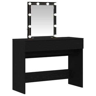 Berkfield Home Dressing Table with Mirror&LED Lights Black Oak Engineered Wood