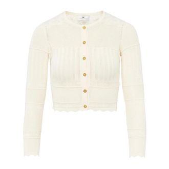 Elisabetta Franchi Cardigans, female, Beige, Size: XS Knitted Sweater