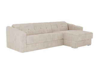 Vente-Unique Sof&aacute; rinconera reversible de apertura r&aacute;pida en tela texturizada beige - Cama de 140 cm - Colch&oacute;n con viscoel&aacute;stica de 22 cm DARIELO