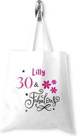 Generic Personalised White Polyester Tote Shopping Bag - Birthday Fabulous Design Gift For 18th 21st 30th 40th 50th 60th 65th 70th 80th Birthday Girls Daughte
