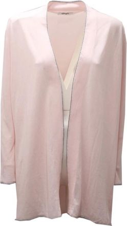 KANGRA Lange Katoen Lurex Vest Trui - Dames - Vesten - Roze - L - Katoen - Truien & Vesten