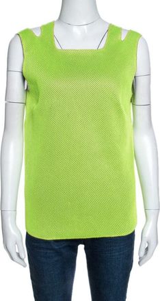 M Missoni Neon Green Mesh Knit Sleeveless Tank Top