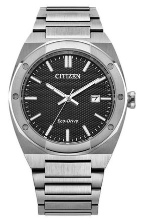 Citizen Sport Luxury Integrated Bracelet Watch, 40mm in Black/Silver-Tone at Nordstrom