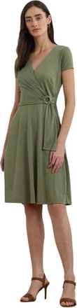 Ralph Lauren Knie-lange wikkeljurk - Dames - Jurken - Groen - Maat: S Jersey
