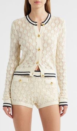 Frame Denim The Rookie Open Stitch Cardigan in Cream Multi at Nordstrom Rack, Size Large
