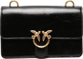 Pinko Pinko - Love One Mini Schoudertas - Dames - Tassen - Zwart - Maat: ONE Size Zijde