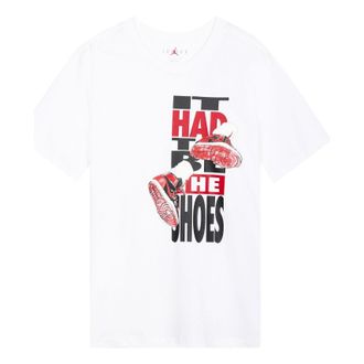 Nike Jordan Mens Air Jordan The Shoes Printing Sports Round Neck Short Sleeve White T-Shirt DH8954-100