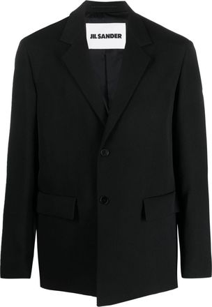 Jil Sander single-breasted wool blazer - men - Cotton/Wool/Cupro - 52 - Black