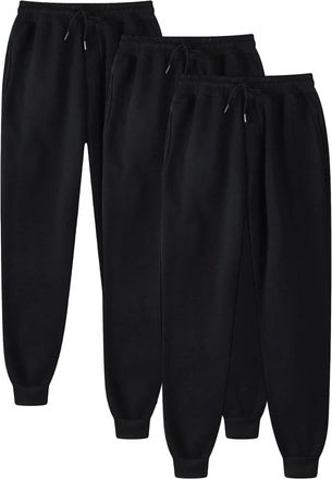 Generic DENGJIAMY Joggers for Men 3 Pack Gym Athletic Pant Mens Trousers Solid Drawstring Elastic Sports Pants Trendy Workout Sweatpants Multipack (Black, 3XL
