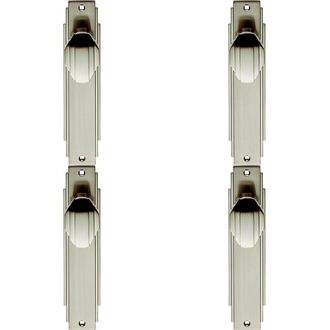 Loops 4x PAIR Line Detailed Door Knob on Latch Backplate 205 x 45mm Satin Nickel in Metallics