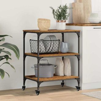 vidaXL vidaXL Carrello da Cucina Legno vecchio 60 x 41 x 76 cm