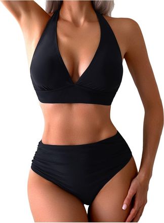 Generic Womens Bikini Set High Waisted Swimsuits Trendy Sexy Swimsuit Triangle Bikini Swimwear Beach Wear Bathing Suit 2 Pieces Bathing Suit Sets Wide Strap T