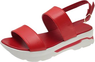 Generic Cocila Sandals For Women Fashion Spring Summer Casual Buckle Strap Thick Sole Heel Fish Mouth Red, 5.5 Open Toe Shoes Gold Size 7 Black Wedges Tan Lea