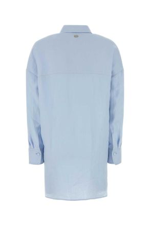 Agnona Womens Pastel Light-Blue Linen Shirt Lightbluecloud Exterior: Camicie