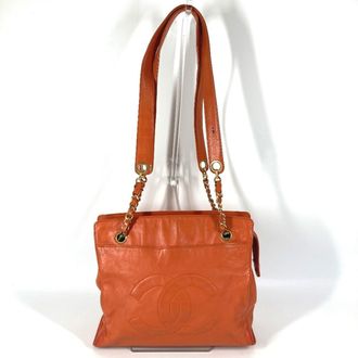 Chanel Orange Leather Shoulder Bag Tote Bag (Pre-Owned)