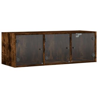 vidaXL Mueble De Pared Puertas De Vidrio Roble Ahumado 102x37x35 Cm Vidaxl