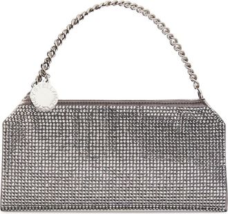 Stella McCartney Stella Mccartney Falabella Mini Crystal-embellished Satin top Handle bag - Silver - One Size