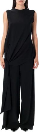 Alaia Jumpsuits & Playsuits, Dames, Zwart, S, Leer, Tie Jumpsuit