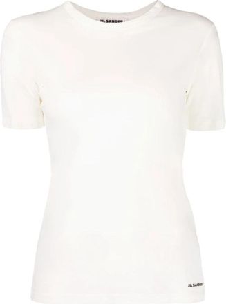 Jil Sander T-shirt met logo-print - Dames - T-shirts - Wit - S - Katoen - Tops