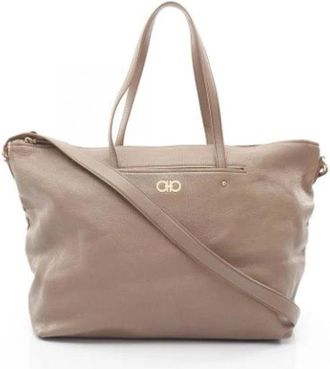 Ferragamo Pre-owned Tote Bags, female, Brown, Size: ONE SIZE Pre-owned Leather Shoulder Bag
