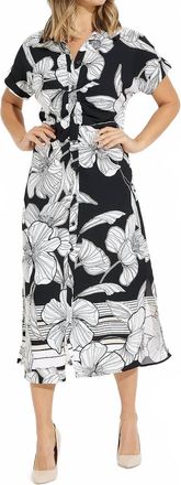 Joseph Ribkoff Floral Shirt Dress In Black