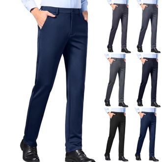Generic Mens Dress Trousers Regular Fit Formal Trousers Flat Front Non Iron Suit Trouser Wrinkle Resistant Business Casual Pants High Waist Dressy Bottoms Wed