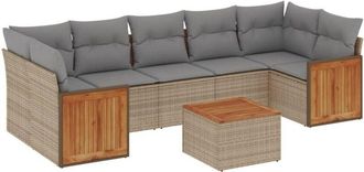 vidaXL Vidaxl - Juego De Sof&aacute;s De Jard&iacute;n Con Cojines Beige 8 Pzas Rat&aacute;n Pe