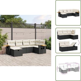 vidaXL Seduta da esterno - vidaXL Set Divano da Giardino 6 pz con Cuscini Nero in Polyrattan - Arredamento da giardino