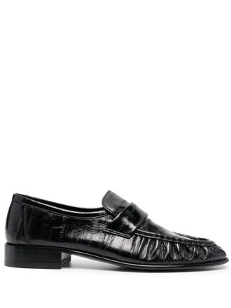 The Row slip-on leather loafers - Black
