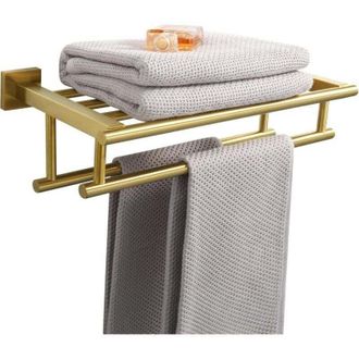 OEM Toallero Doble De Pared Con Estante Para Cocina Y Ba&ntilde;o, 40 Cm De Largo, Dorado -crezuo