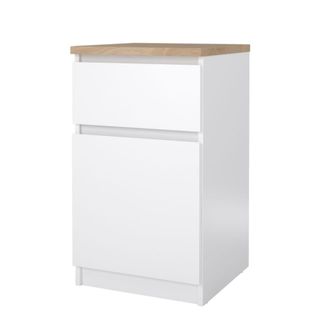 ebuy24 Mesita de noche naia puerta reversible 1 puerta 1 caj&oacute;n