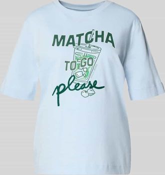 Marc Cain Slim Fit T-Shirt mit Motiv-Print in Hellblau, Gr&ouml;&szlig;e 34