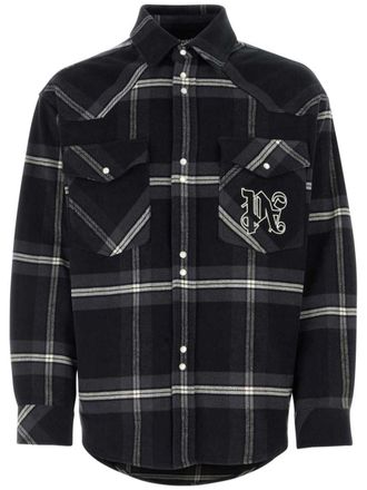 Palm Angels Giacca-camicia a quadri - Grigio